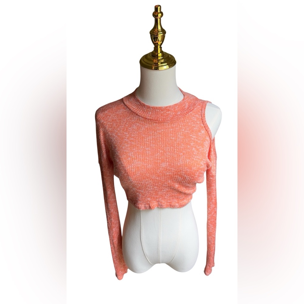 Orange Cutout Long Sleeve Sweater